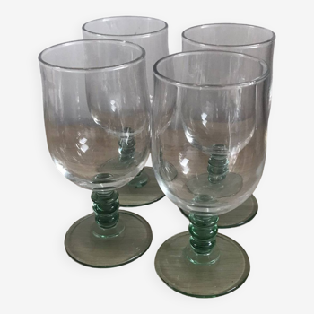 4 verres vintage sur pied couleur turquoise luminarc