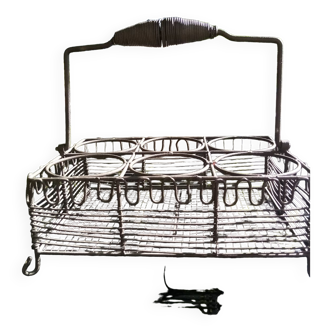 Glass basket in steel wire