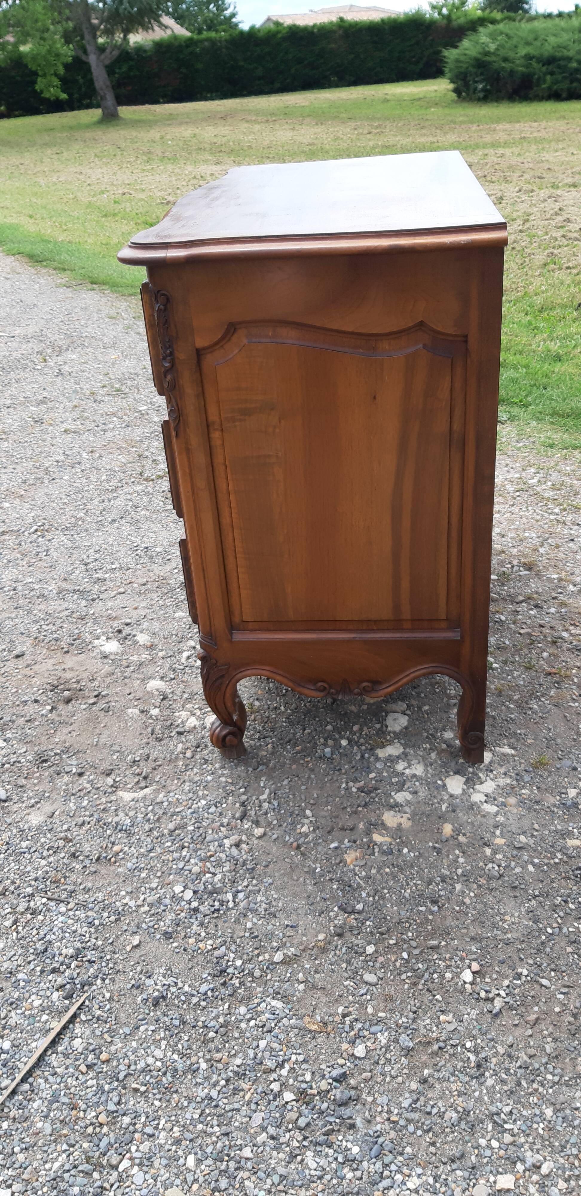 Chest of drawers 3 drawers walnut and brass