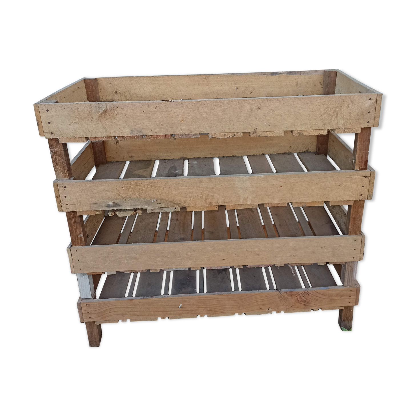 Set of four wooden shelves crate boxes