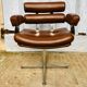 Fauteuil de coiffeur en chrome et skaï marron