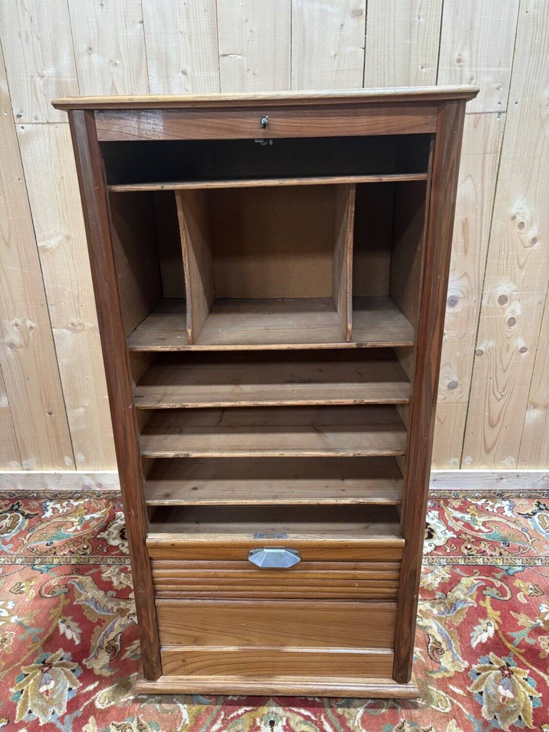 1950s curtain cabinet - Functionalist design in oak