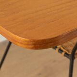 1950s Coffee Table with Raffia Shelf