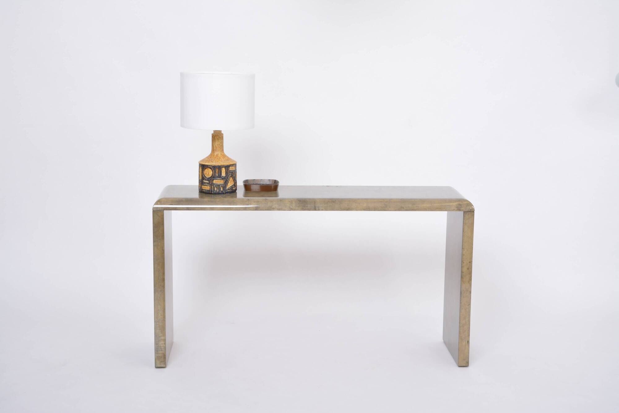 Mid-Century Modern Console Table Made of Laquered Goat Skin by Aldo Tura
