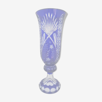 Vase bleu cristallerie de lorraine
