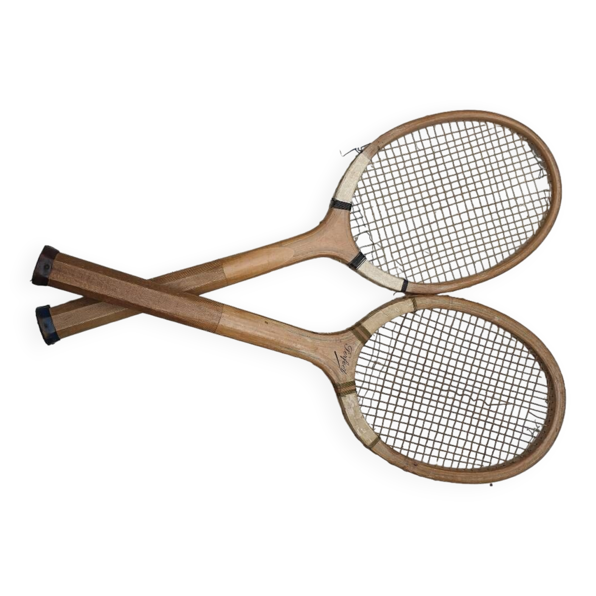 Pair of old tennis rackets circa 1930