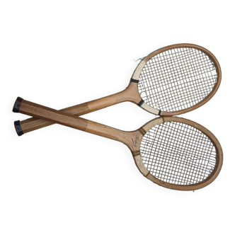 Pair of old tennis rackets circa 1930