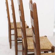 Architectural high-back chairs, straw seat, set of 4.