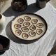 Large circular platter with compartments for shellfish, molluscs, and oysters.