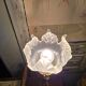 Brass floor lamp with Art Deco claw tulip shade.
