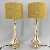 Paire de grandes lampes de table en laiton, années 1950, restaurées