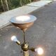 Art Deco floor lamp in solid wood and gilded brass