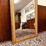 Antique English golden barock mirror mirror with large ornament