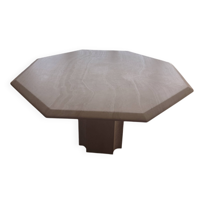 Table octogonale en travertin 130 cm Artelano état neuf