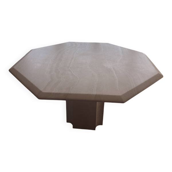 Table octogonale en travertin 130 cm Artelano état neuf