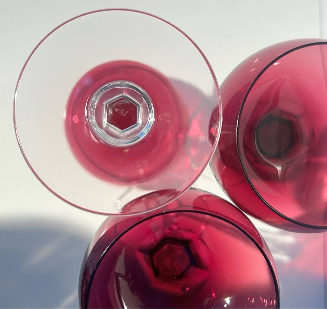 Six crystal wine glasses Val Saint Lambert model Saumur.