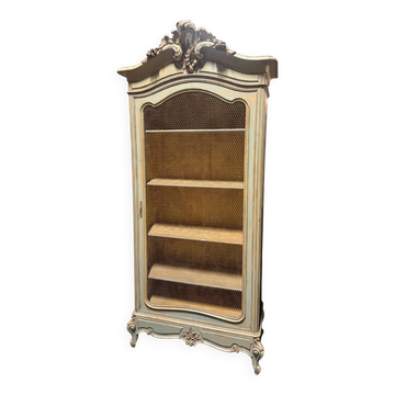 Louis XV Style Grilled Library Cupboard with Sculpted Pediment