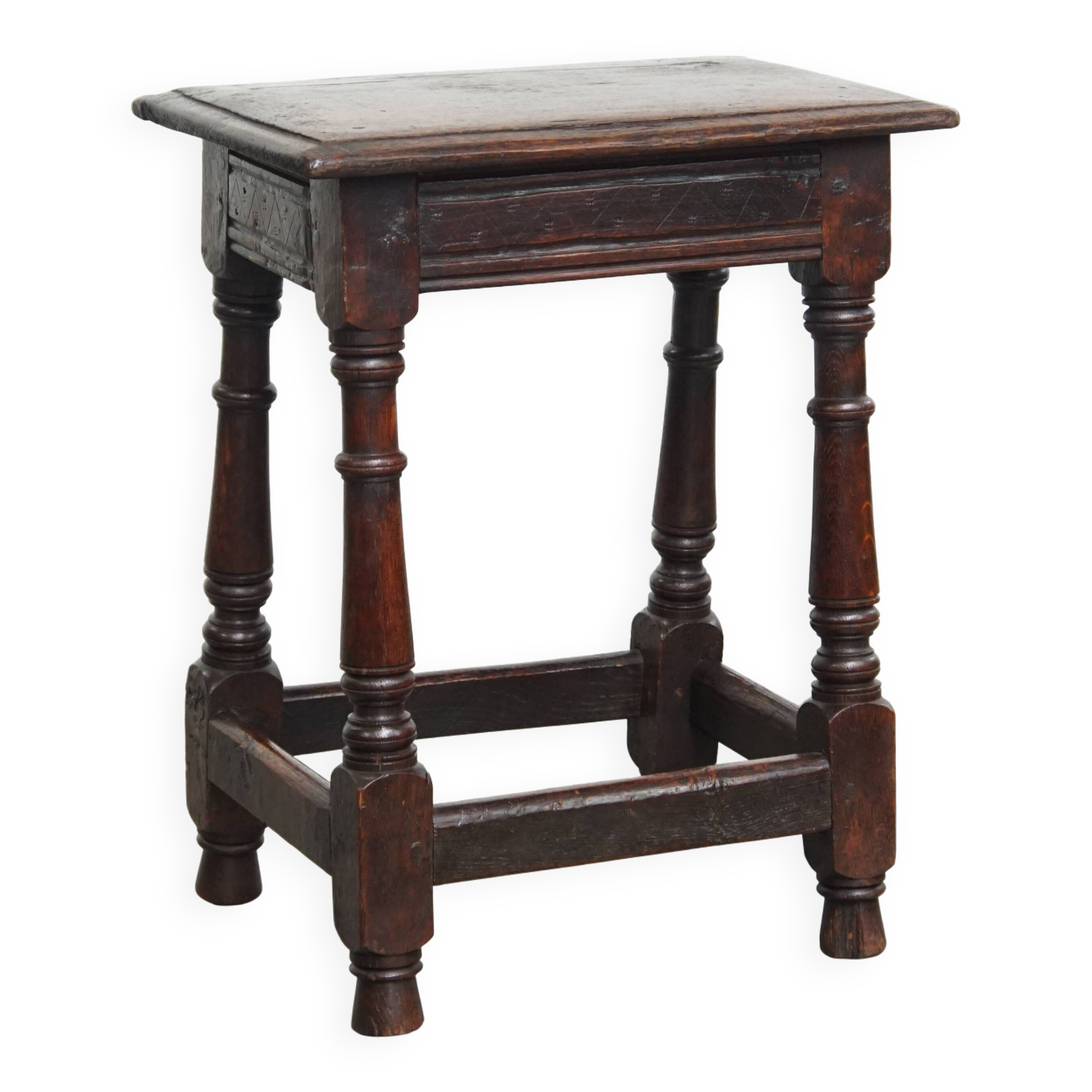 Antique English Oak Joint Stool / Stool from the 17th Century