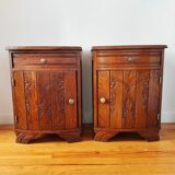 Pair of oak art deco bedside tables