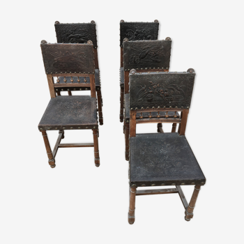Henri II leather repelled unique chairs