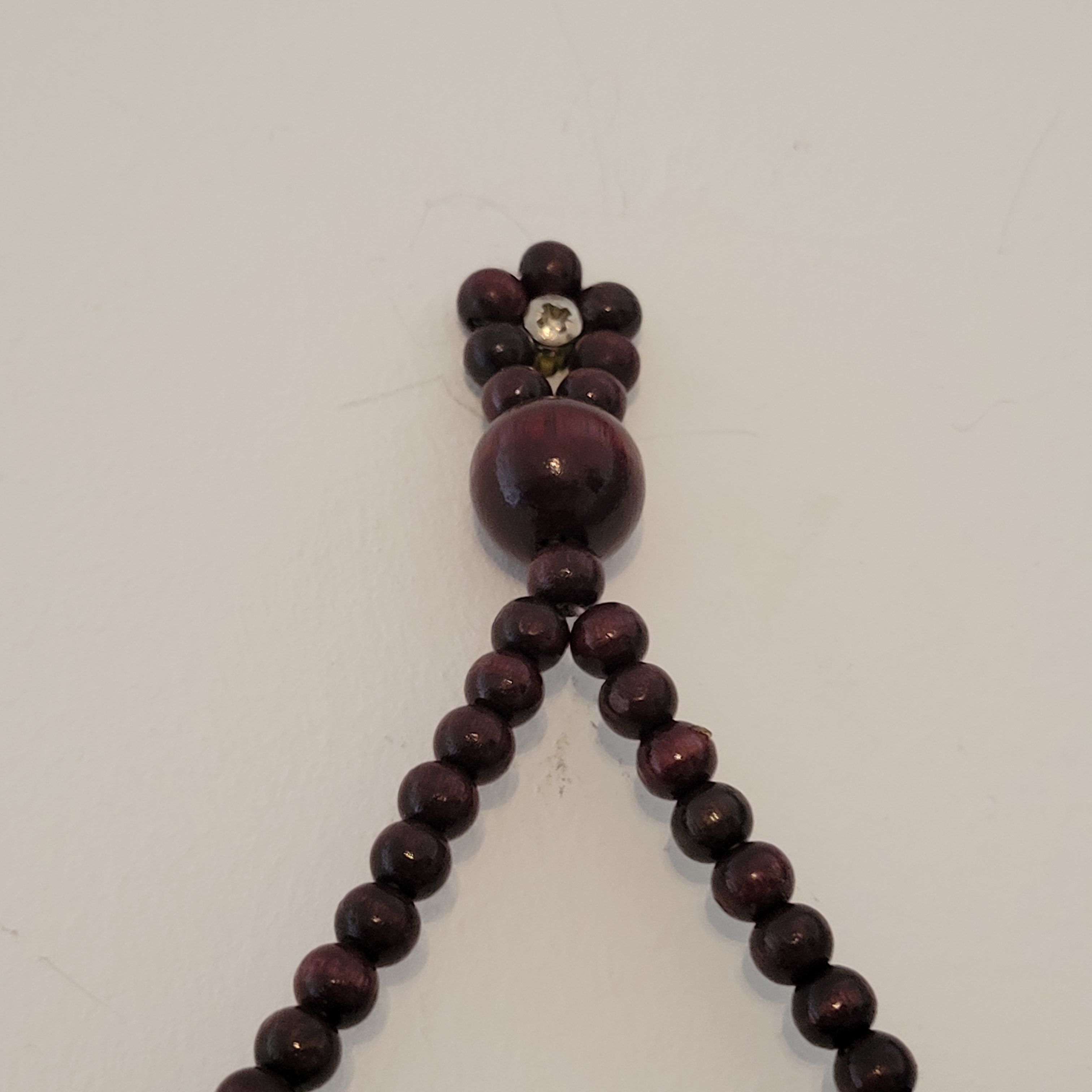 Miroir vintage bohème en perles de bois