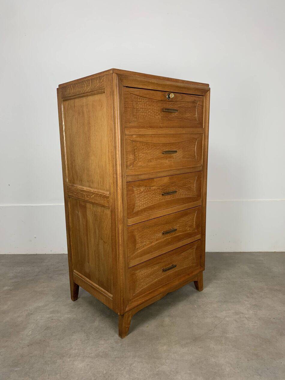 Secrétaire, bureau, commode en chêne, années 50
