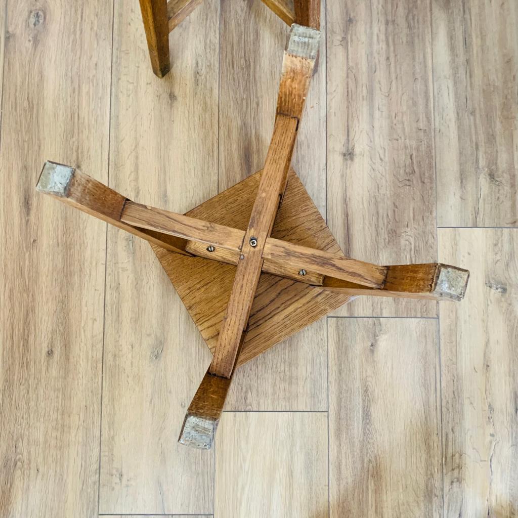 Set of 6 brutalist oak stools