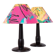 Pair of Memphis Pop Art Table Lamps, Multicolored Fabric Shades, Black Lacquered Bases - Belgian Massive, 1980s