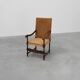 18th-Century Belgian Baroque Armchair in Wood and Leather, Louis XIV Period