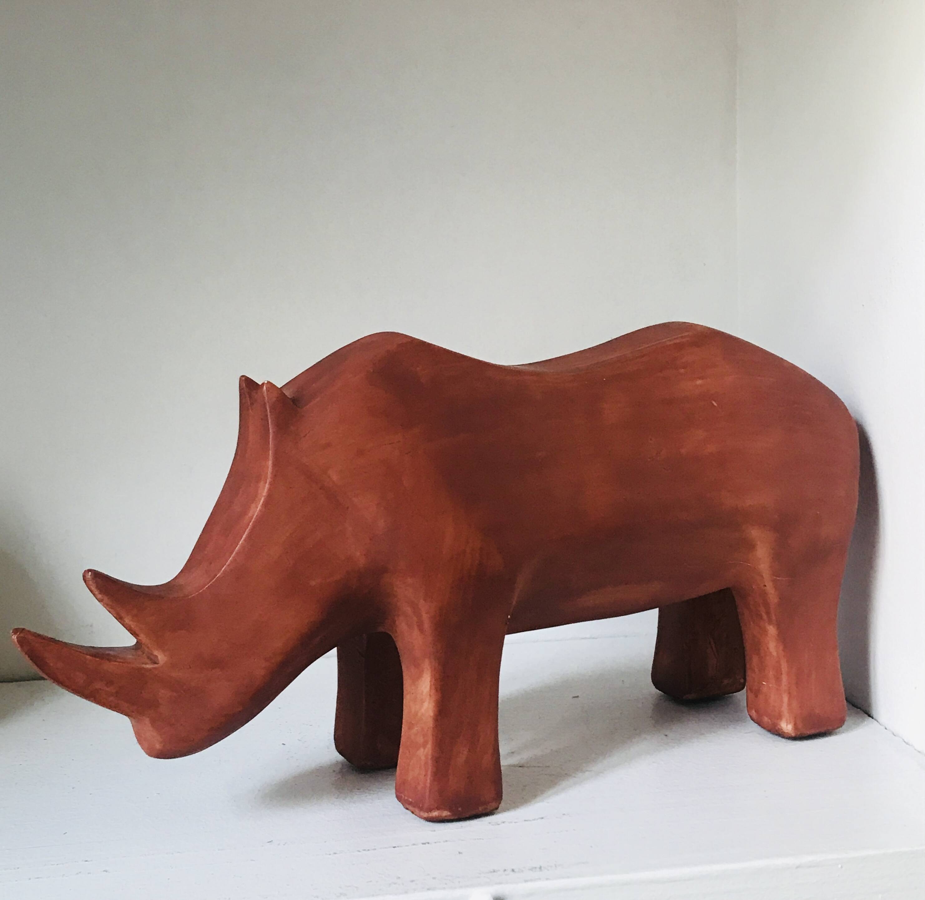 Rhinoceros terracotta resin