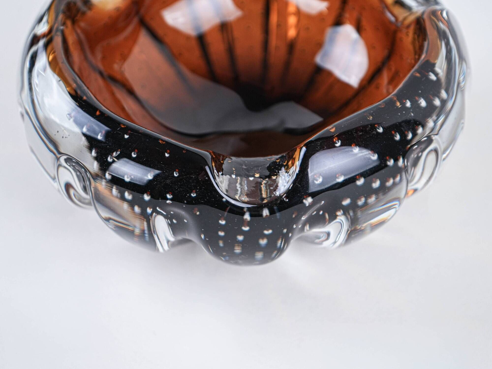 Glass platter in bullicante technique, Italian Modern design from the 1960s