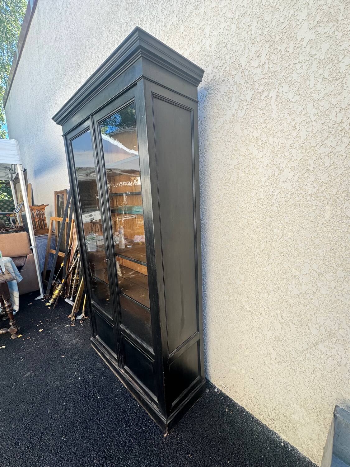 Grande vitrine Napoléon 3 en bois noirci