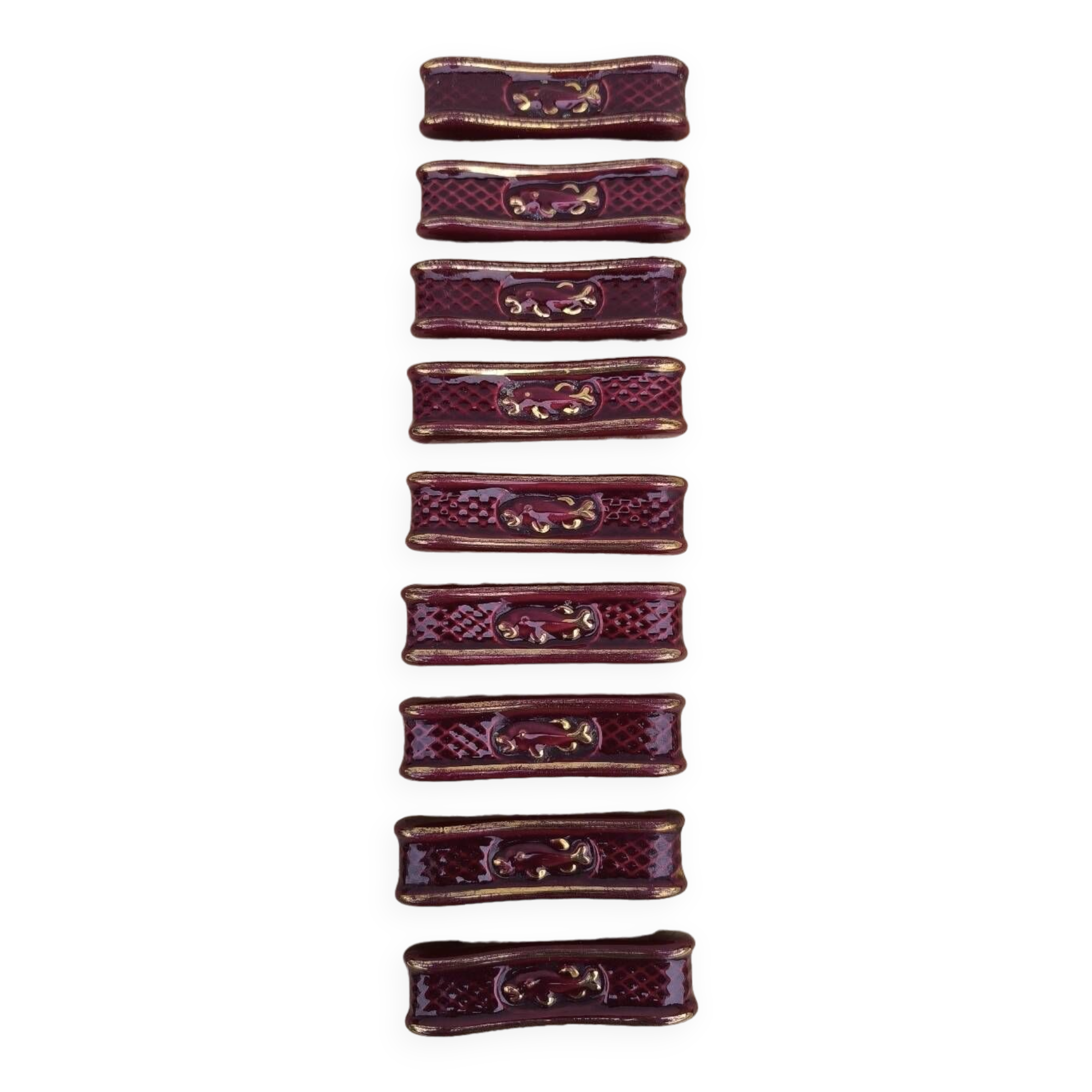 Set of 9 vintage earthenware knife holders