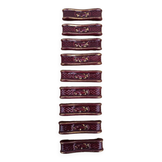 Set de 9 porte couteaux en faience vintage
