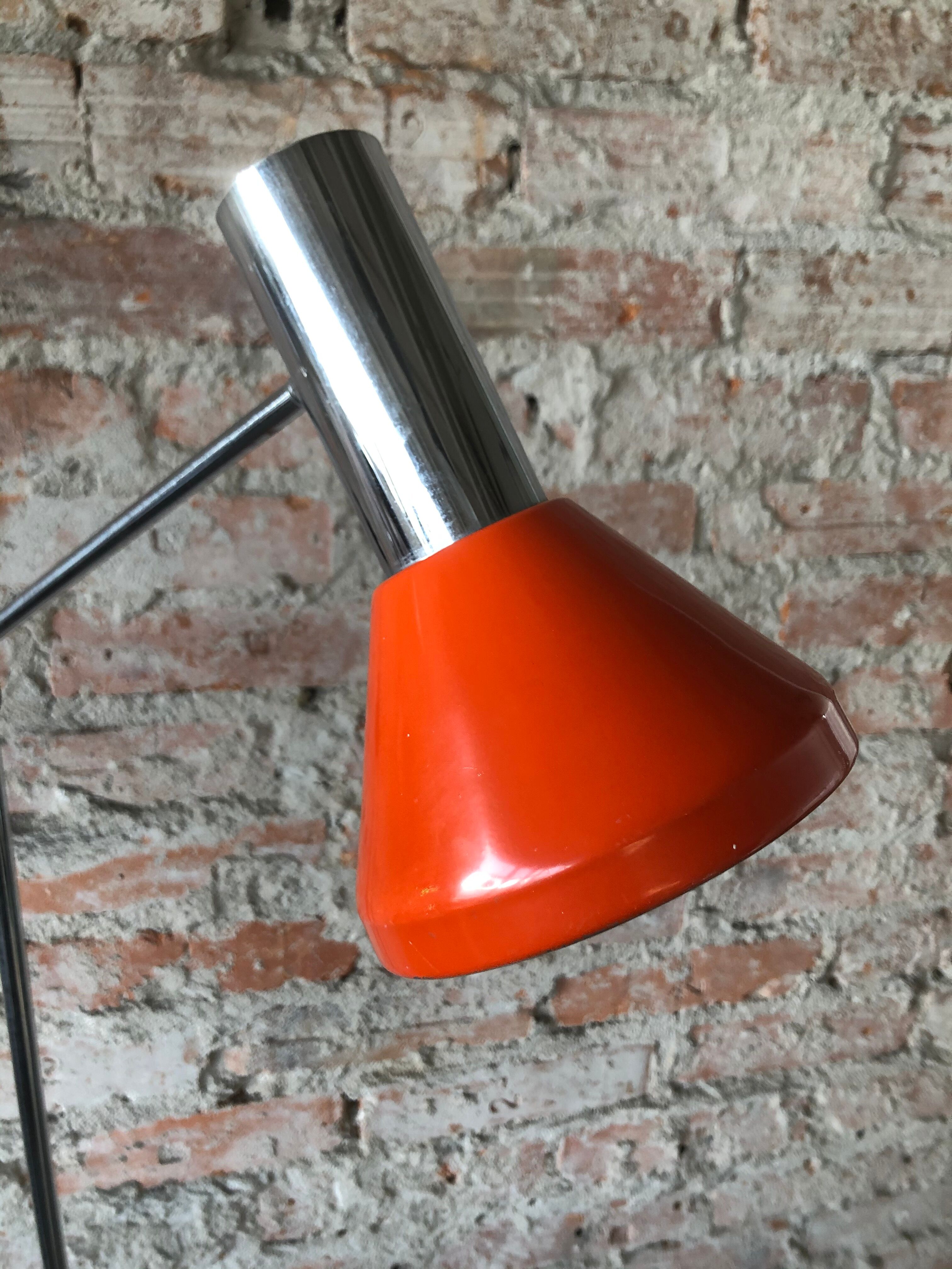 Orange adjustable floor lamp, 1960s