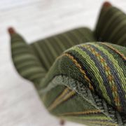 1960s, Danish armchair, green furniture wool, teak wood.
