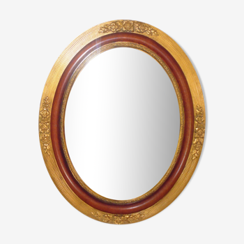 Golden art deco oval mirror 50.5x40.5 cm