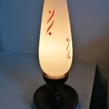 Lampe veilleuse teck et opaline design scandinave vintage