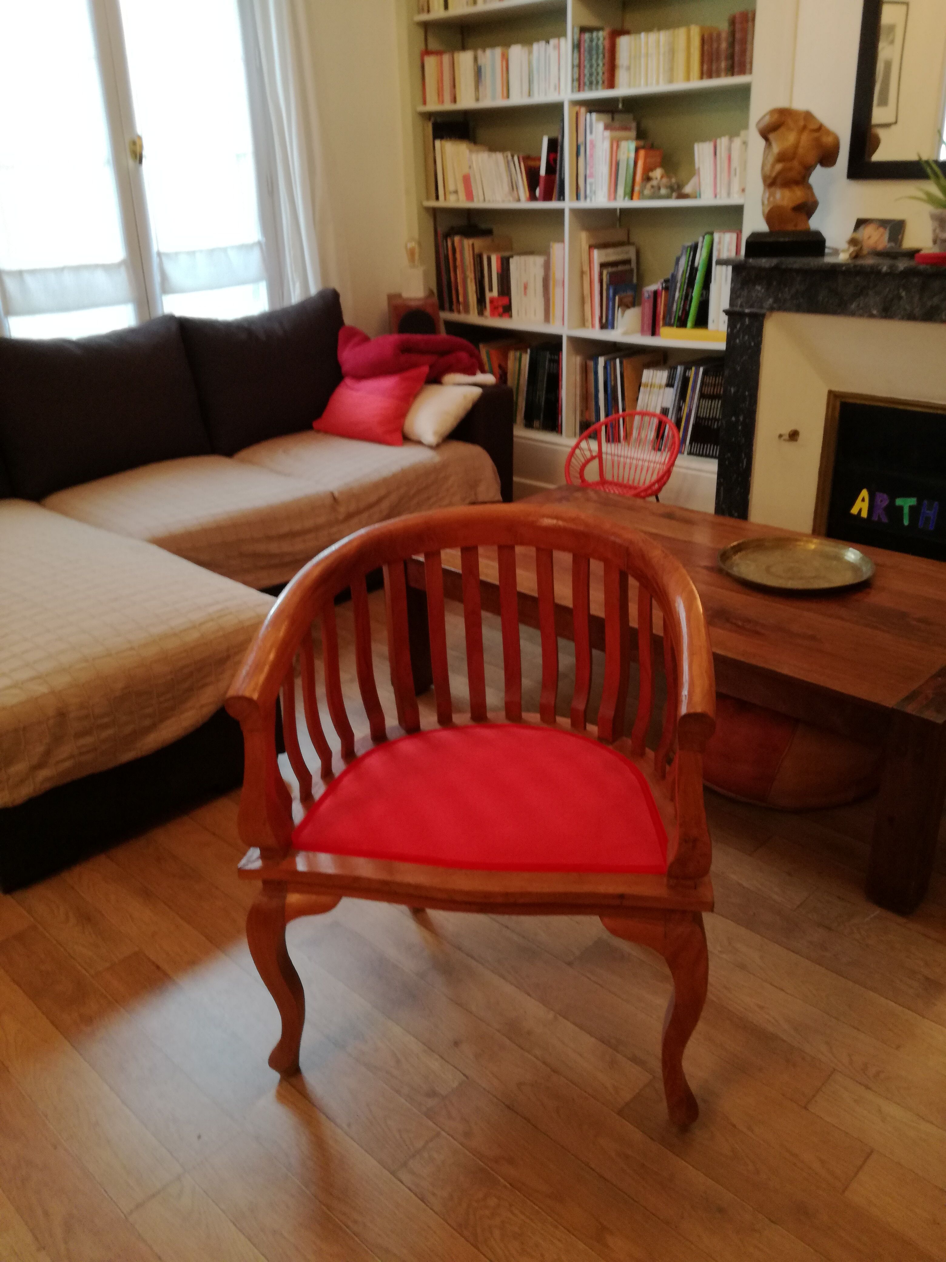 Colonial armchair in exotic wood