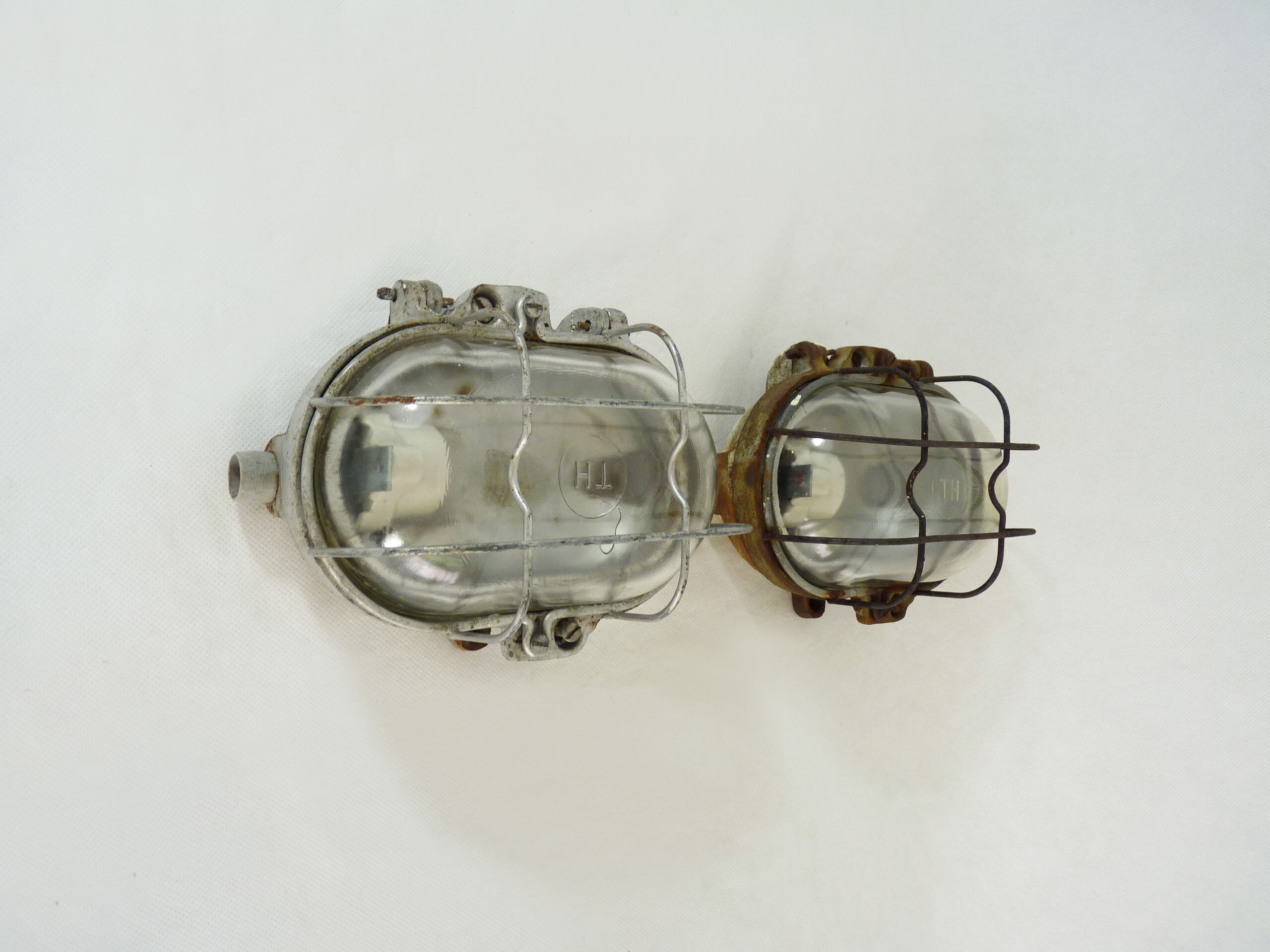 Pair of cast iron industrial window sconces, TH brand