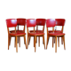 6 chaises bistrot vintage bois et skaï rouge