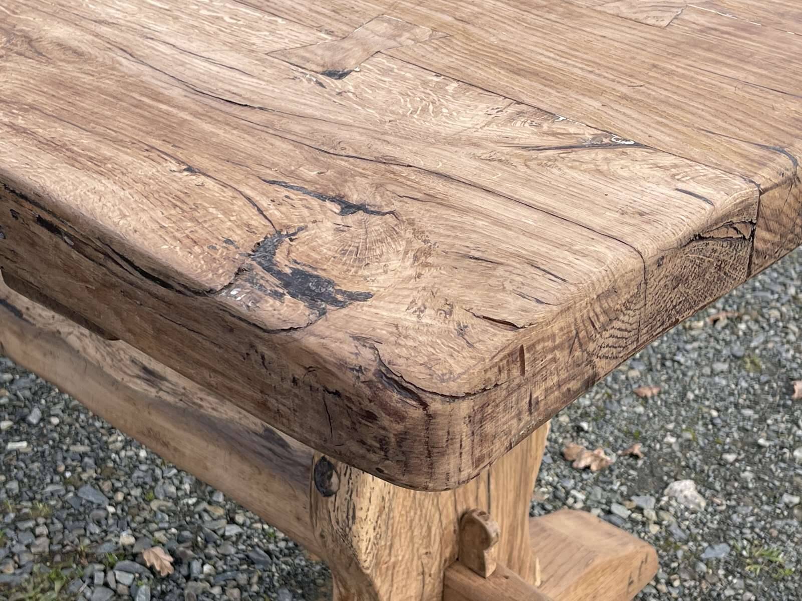 1930s monastery table in raw oak