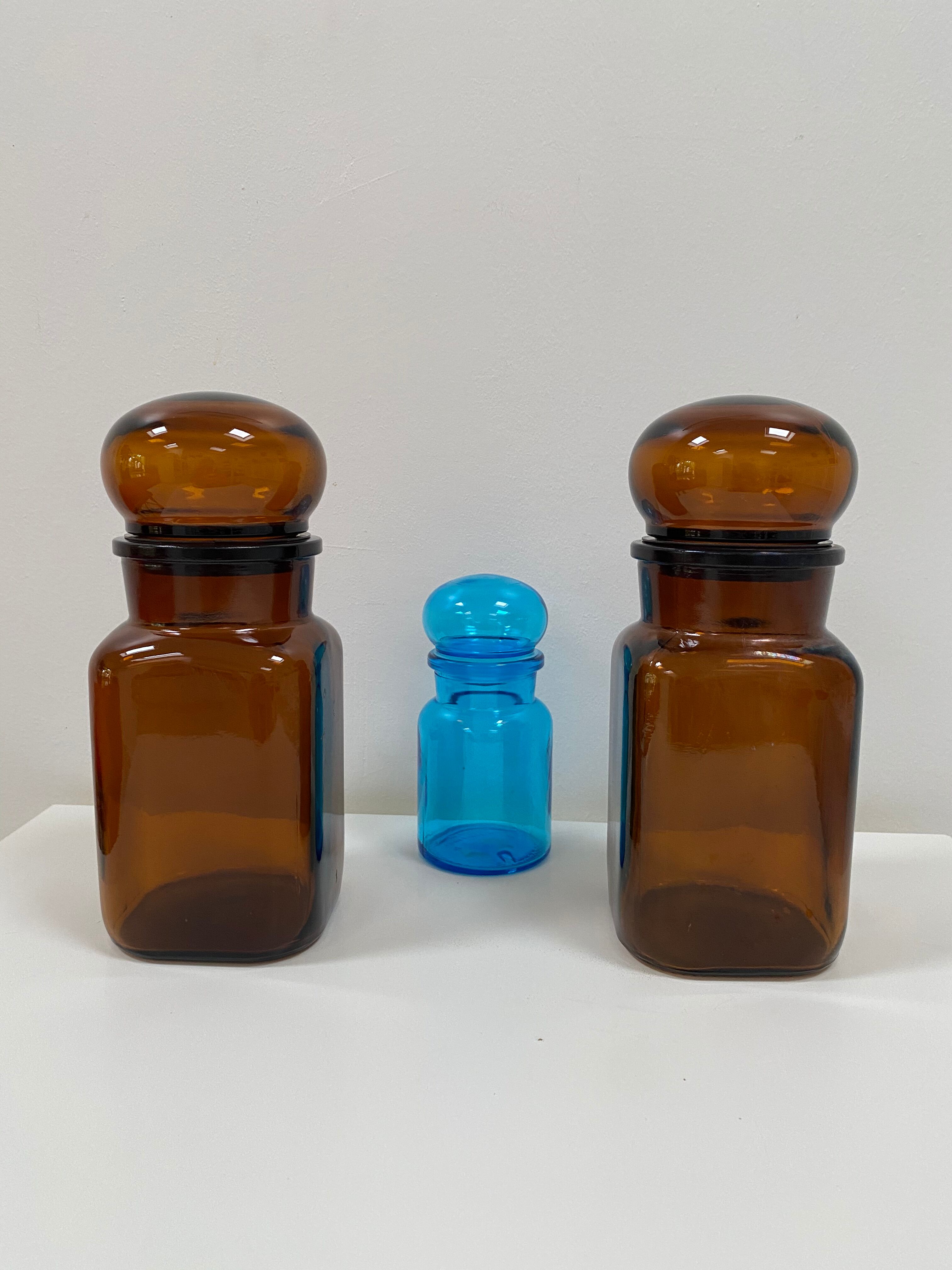 Duo of vintage pots apothecary style