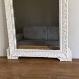 Late 19th century mirror with decorated pediment. 110x70. White.