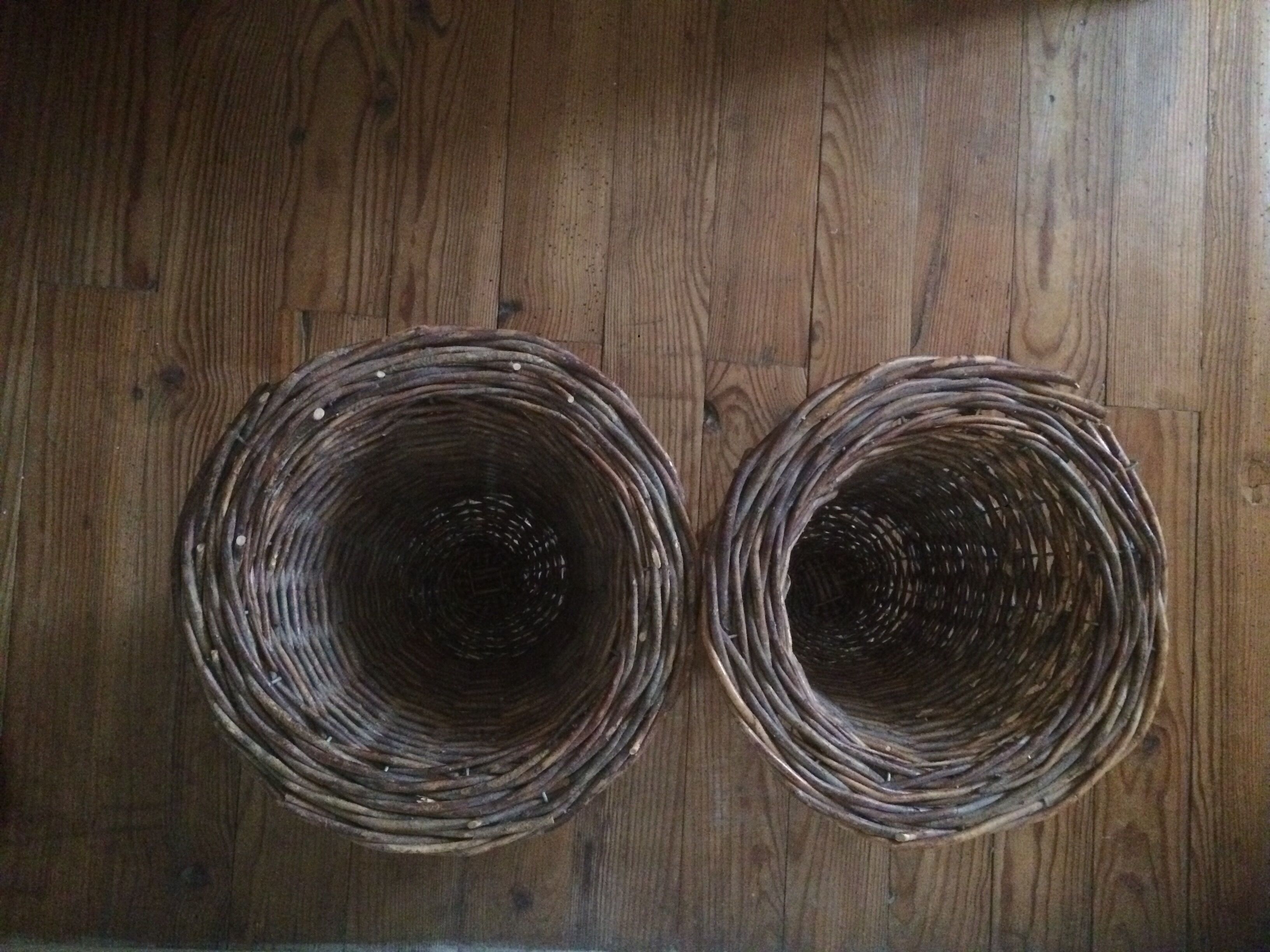 PAIR OF CACHE POTS/ VASES MEDICIS IN VINTAGE WICKER