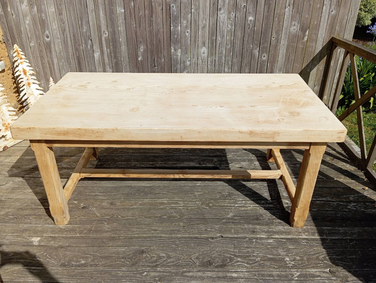 Solid raw wood farm table