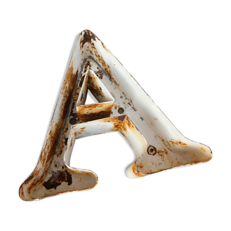 Letter "A" from vintage industrial brand in iron