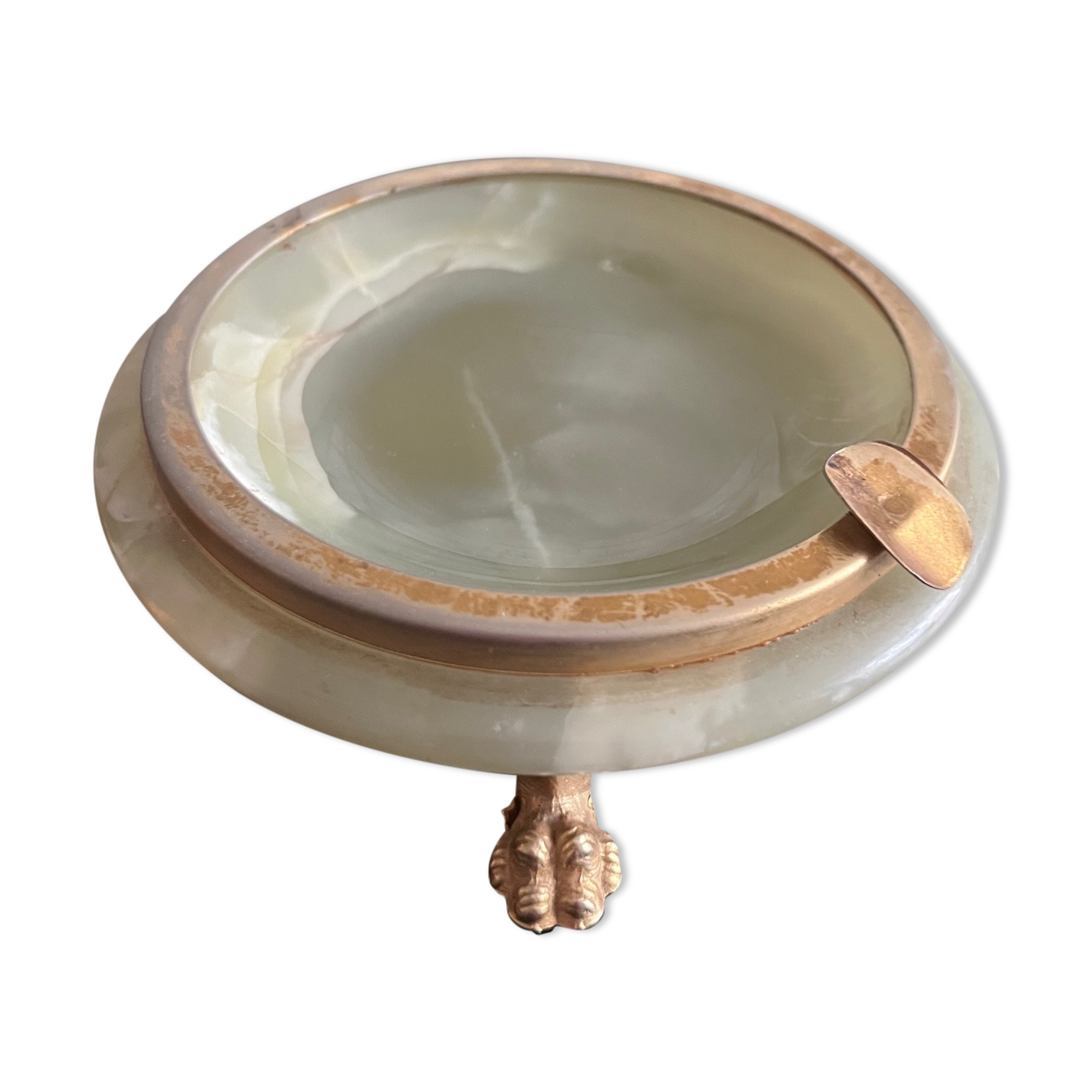 Marble and brass ashtray