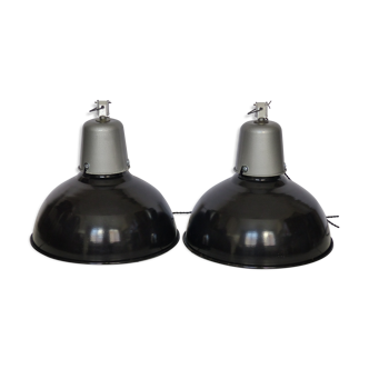 Pair of hanging lamp industrial years 60