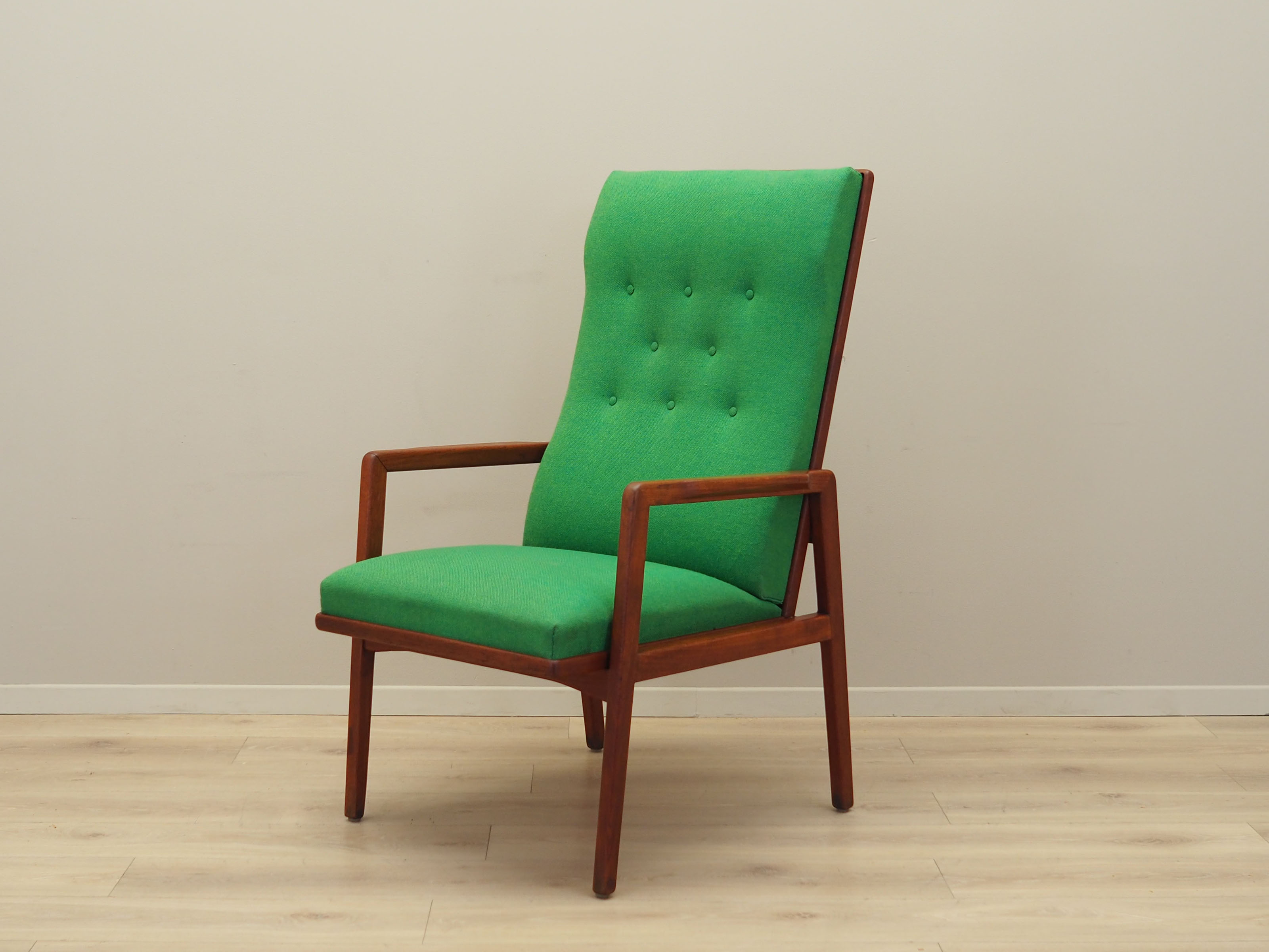 Teak green armchair, Danish design, 1970s, production: Denmark